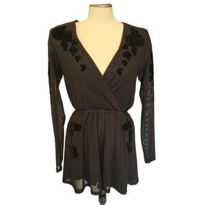 MINKPINK Women's Drifters Flocked Mesh Playsuit in Black
